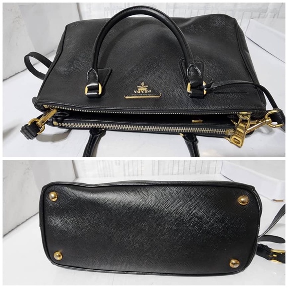 Authentic PRADA Saffiano Small Galleria Double Zip Tote Bag Black - Picture 9 of 15